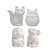 Dierenspaarpot Creativ terracotta 4st uil vos haas en egel 9-10cm wit