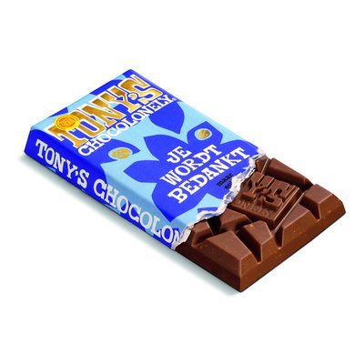 Chocolat Tony's Chocolonely Gifting bar 'Je wordt bedankt' 180g