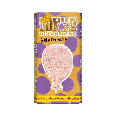 Chocolade Tony's Chocolonely gefeliciteerd melk cocolate chipcookie reep 180gr