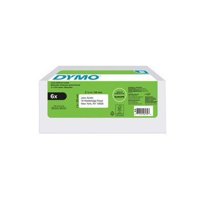 Etiket Dymo LabelWriter adressering 25x54mm 6 rollen á 500 stuks wit