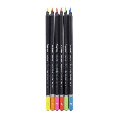 Crayon de couleur Bruynzeel Expression boîte métal 6 couleurs néon