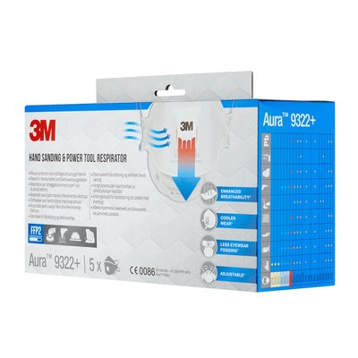 Masque de protection 3M Aura ponçage 9322+ FFP2 soupape 5 pièces