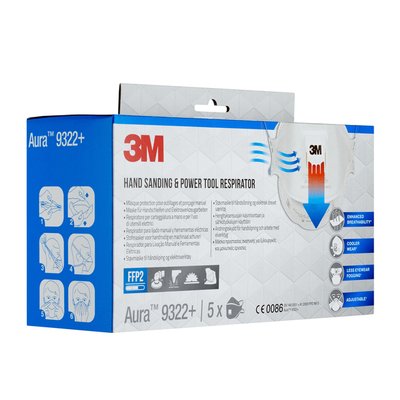 Masque de protection 3M Aura ponçage 9322+ FFP2 soupape 5 pièces