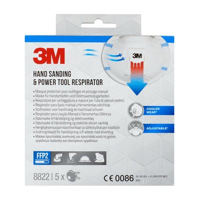 Masque de protection 3M ponçage 8822 FFP2 avec soupape 5 pièces