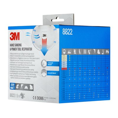 Masque de protection 3M ponçage 8822 FFP2 avec soupape 5 pièces
