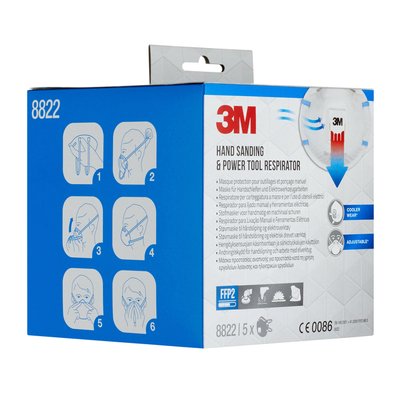 Masque de protection 3M ponçage 8822 FFP2 avec soupape 5 pièces
