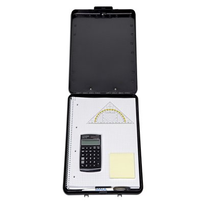 Porte-bloc avec compartiment MAULslim A4 portrait ouverture petit côté PP noir