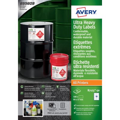 Etiket Avery B7173-50 99x57mm polyethyleen wit 500 stuks