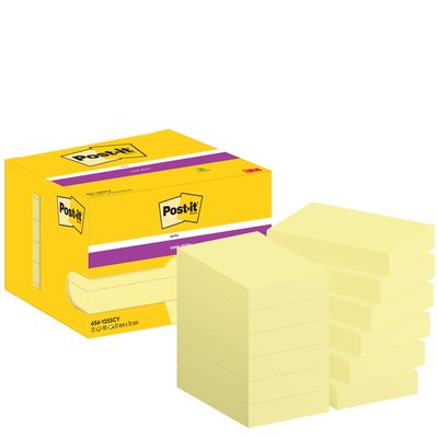 Bloc-mémos Post-it 656 Super Sticky 51x76mm jaune 12 pièces