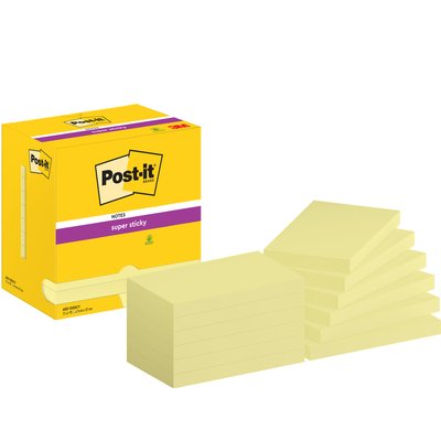 Memoblok Post-it 655 Super Sticky 76x127mm Canary yellow 12 stuks