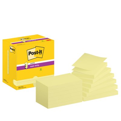 Memoblok Post-it Z-Note S350 Super Sticky 76x127mm geel 12 stuks