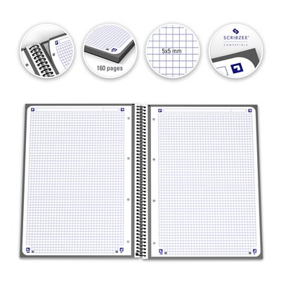 Cahier de notes Oxford Classic Europeanbook A4+ 4 perforations ligné 160 pages noir