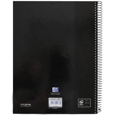 Cahier de notes Oxford Classic Europeanbook A4+ 4 perforations carreau 160 pages noir