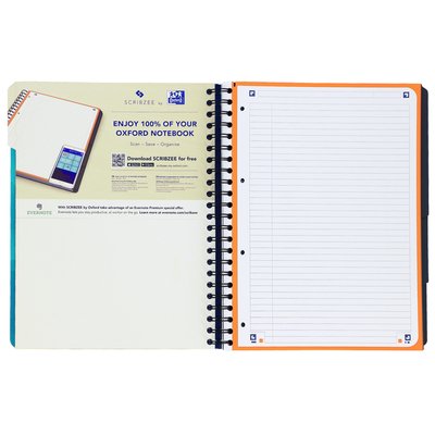 Cahier Oxford Projectbook School A4+ ligné 4 perf 240 pages 80g aqua