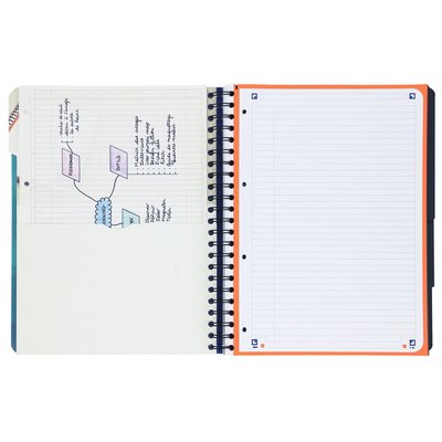 Cahier Oxford Projectbook School A4+ ligné 4 perf 240 pages 80g aqua