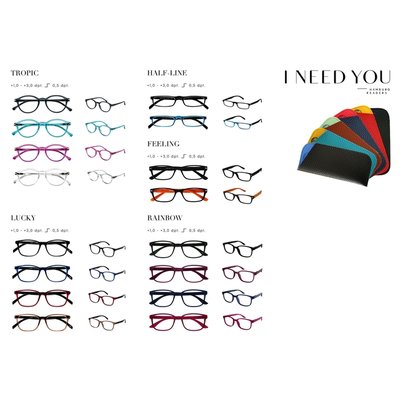 Leesbril I Need You Tropic/Lucky/Half-line/Feeling/Rainbow ass 80st