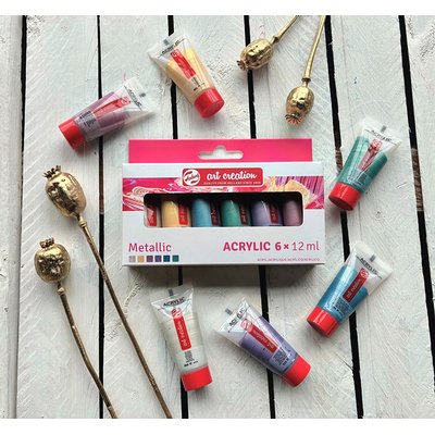 Peinture acrylique Talens Art Creation Metallic 12ml set 6 couleurs