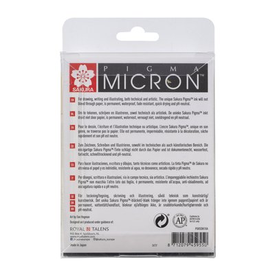 Fineliner Sakura Pigma Micron set à 10 schrijfbreedtes zwart