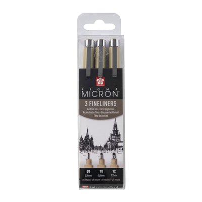 Fineliner Sakura Pigma Micron set 3 largeurs Large noir