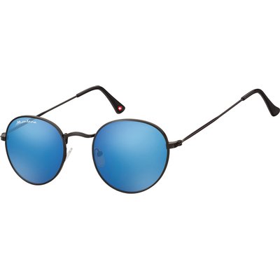 Lunettes de soleil Montana noir mat Revo verre rond bleu