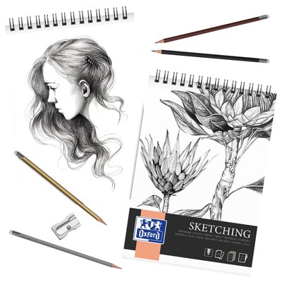 Bloc à dessin Oxford Sketching A4 spirale 50 feuilles 120g