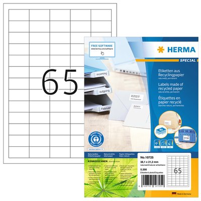Etiquette HERMA Recycling 10725 38,1x21,2mm blanc 5200 pièces