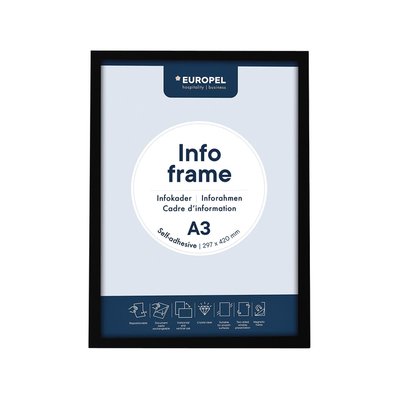 Infokader Europel zelfklevend A3 zwart