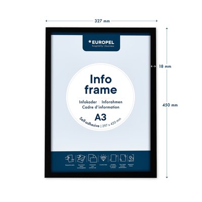Infokader Europel zelfklevend A3 zwart