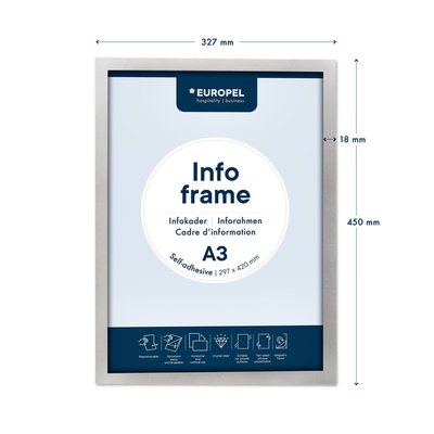 Infokader Europel zelfklevend A3 zilver