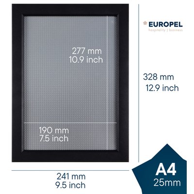 Cadre clipsable Europel A4 25mm noir mat