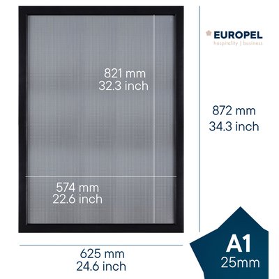Cadre clipsable Europel A1 25mm noir mat