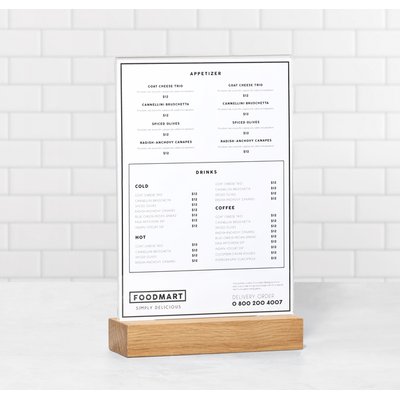 Présentoir de table Europel A5 acryl avec socle en bois
