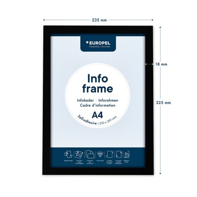 Infokader Europel zelfklevend A4 zwart