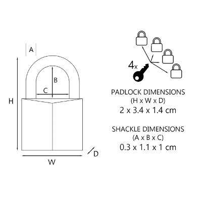 Cadenas Master Lock 4 assorti alu 20mm 4 pièces
