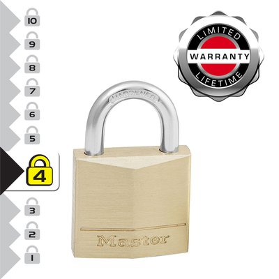 Hangslot MasterLock 2 gelijksluitend messing 30mm 2 stuks