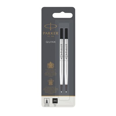 Recharge roller Parker Quink Medium noir blister 2 pièces