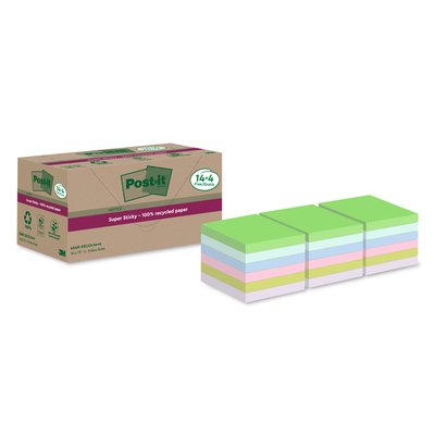 Bloc mémos Post-it 654 RSS12COL 76x76mm Colour Notes 14+4 gratuits