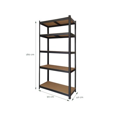 Stellingkast BRASQ 5 borden 90x40x180cm SU175 max 875 KG zwart