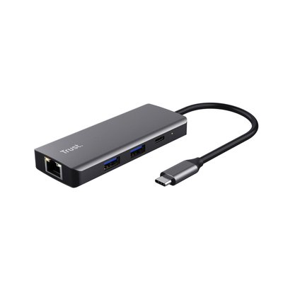 Adapter Trust Dalyx 6-in-1 USB-C multipoort grijs