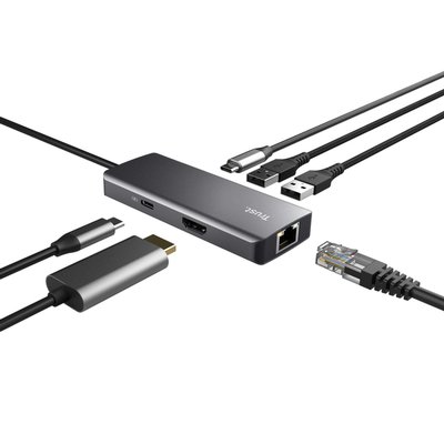 Adapter Trust Dalyx 6-in-1 USB-C multipoort grijs