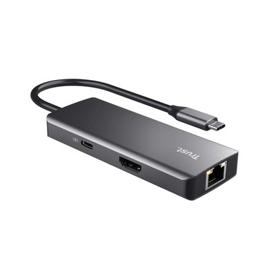 Adapter Trust Dalyx 6-in-1 USB-C multipoort grijs