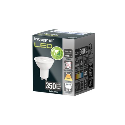Ledlamp Integral GU10 2700K warm wit 2.2W 360lumen