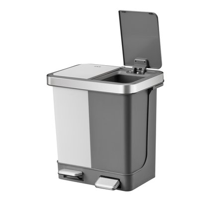 Pedaalemmer EKO Hana Duo Recycling 2x10 liter grijs wit