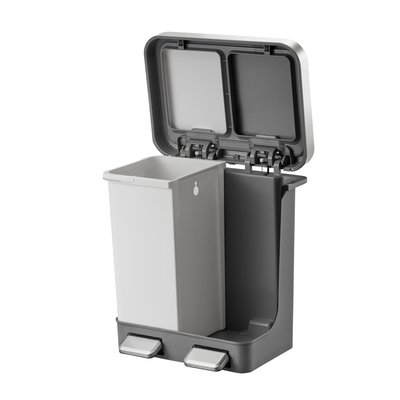 Pedaalemmer EKO Hana Duo Recycling 2x10 liter grijs wit