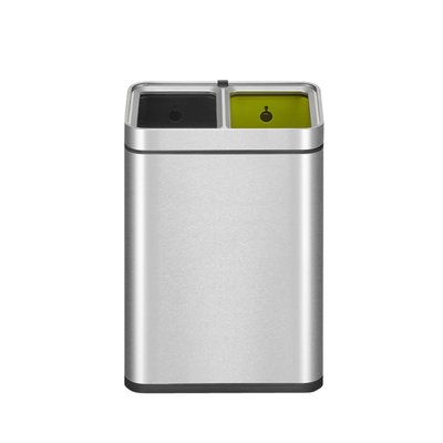 Afvalbak EKO Laguna Slim met inwerpopening 2x10liter RVS