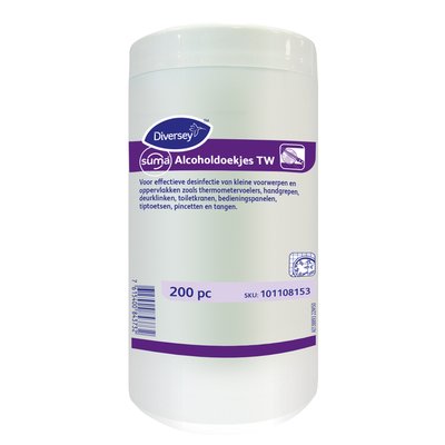 Lingettes désinfectantes Suma à base d'alcool TW 200 pièces