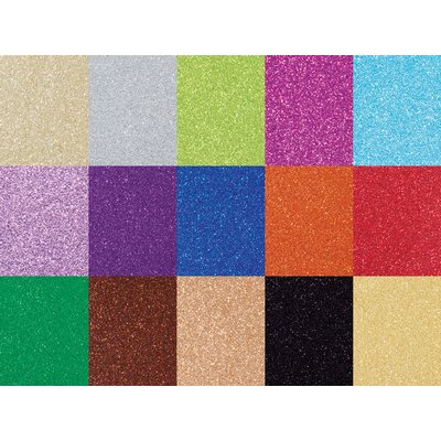 Glitterkarton Folia 50x70cm 300gr 15 vel 15 kleuren