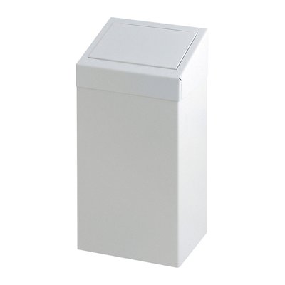 Afvalbak Vepa Bins met pushdeksel 50 liter metaal wit