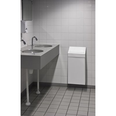 Afvalbak Vepa Bins met pushdeksel 50 liter metaal wit