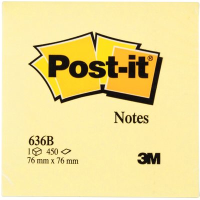 Cube notes 3M Post-it 636B 76x76mm jaune canari 450 feuilles